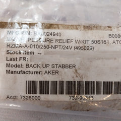 Atos Rzma-a-010/250-npt/24 Pressure Relief Valve Kit 50S161 Npt Ansi B21