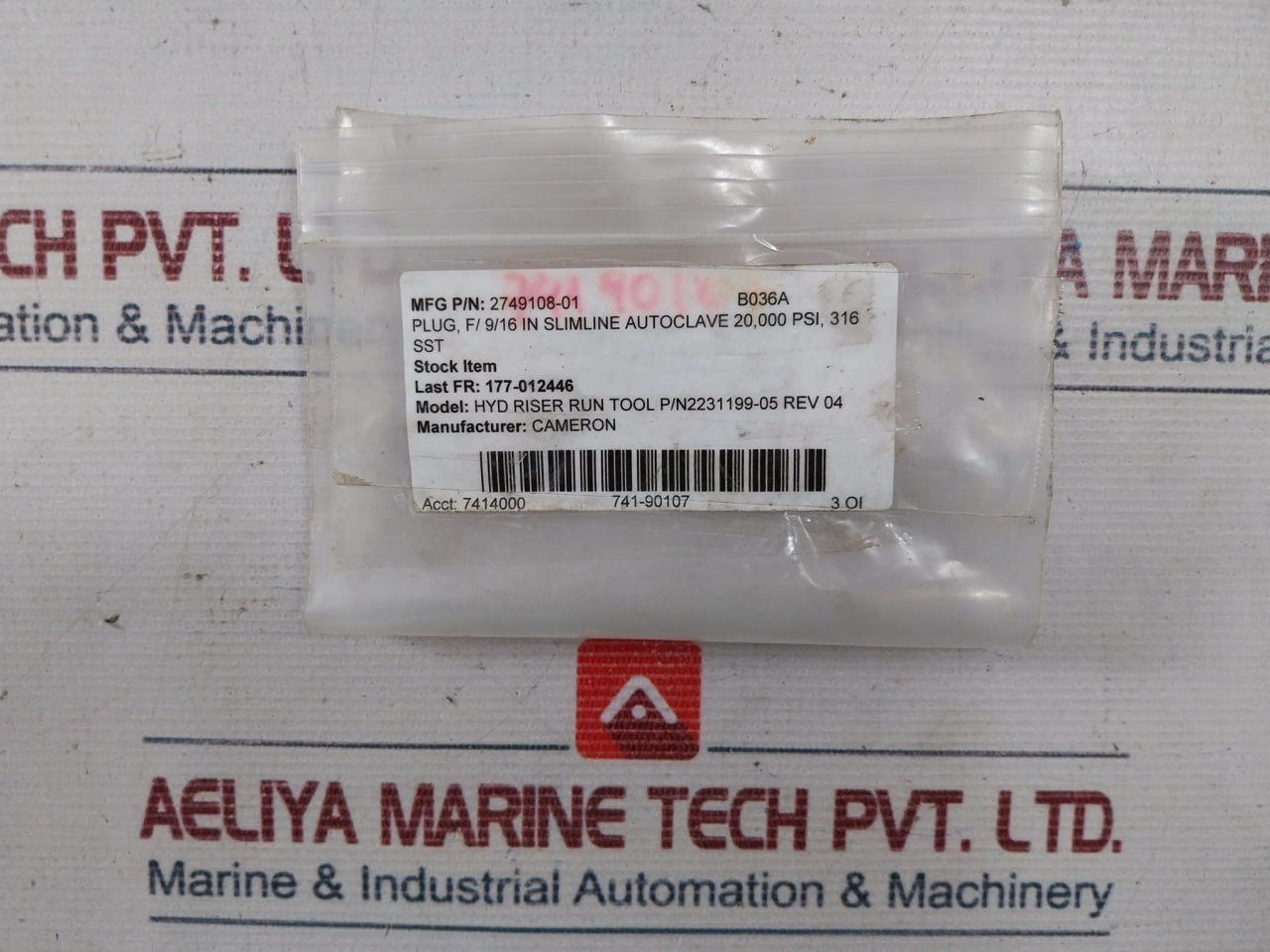 Autoclave Cpx90 Autoclave Connection 316 Sst Plug 2749108-01