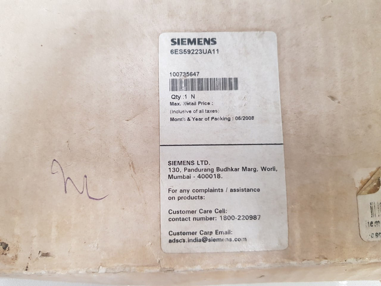 Siemens 6es5 922-3ua11 cpu module board