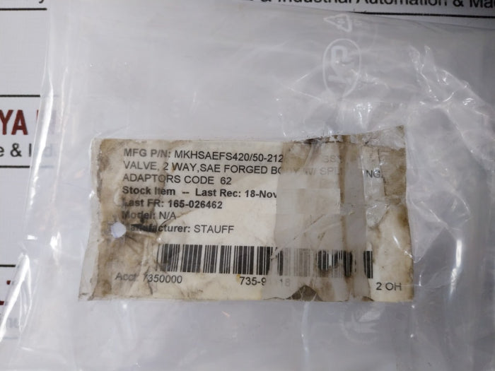 Stauff Fbv23321101M 2-way Valve 6000 Psi, Mkhsaefs420/50-2128, 39/14