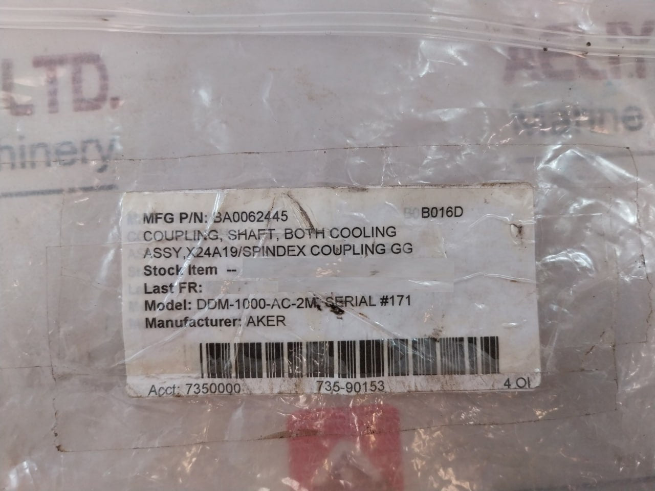 Aker Ddm-1000-ac-2M Shaft Coupling Ba0062445