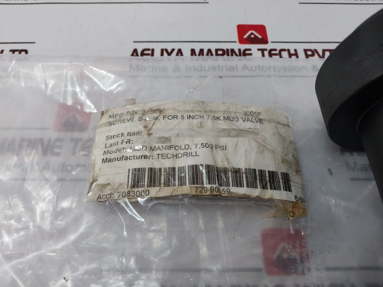 Techdrill 34069 Screw Stem For 5 Inch 7.5K Mud Valve