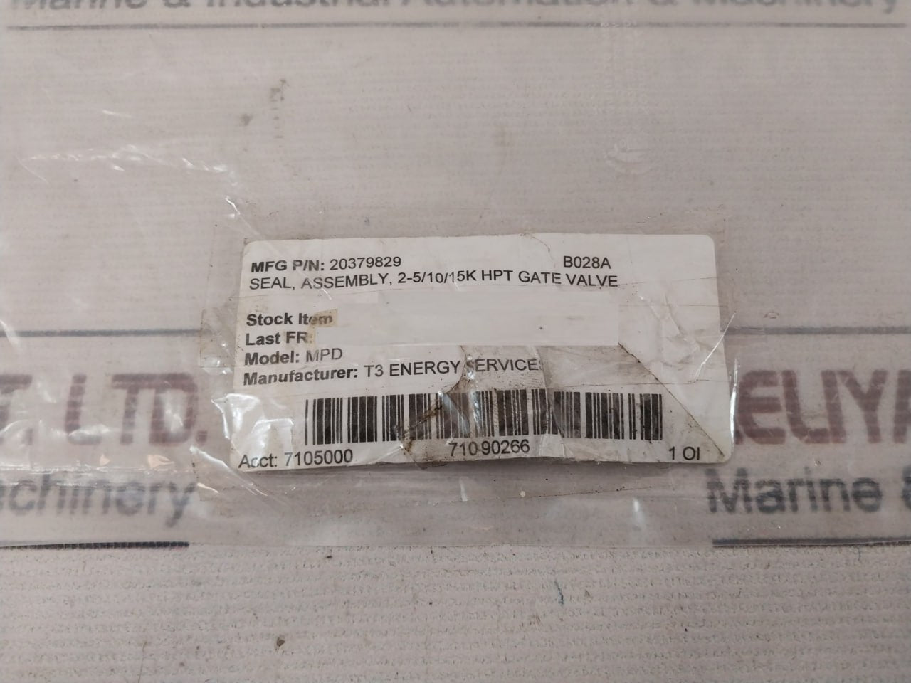 T3 Energy 20371891 Mpd Seal Assembly 2-5/10/15 Hpt Gate Valve