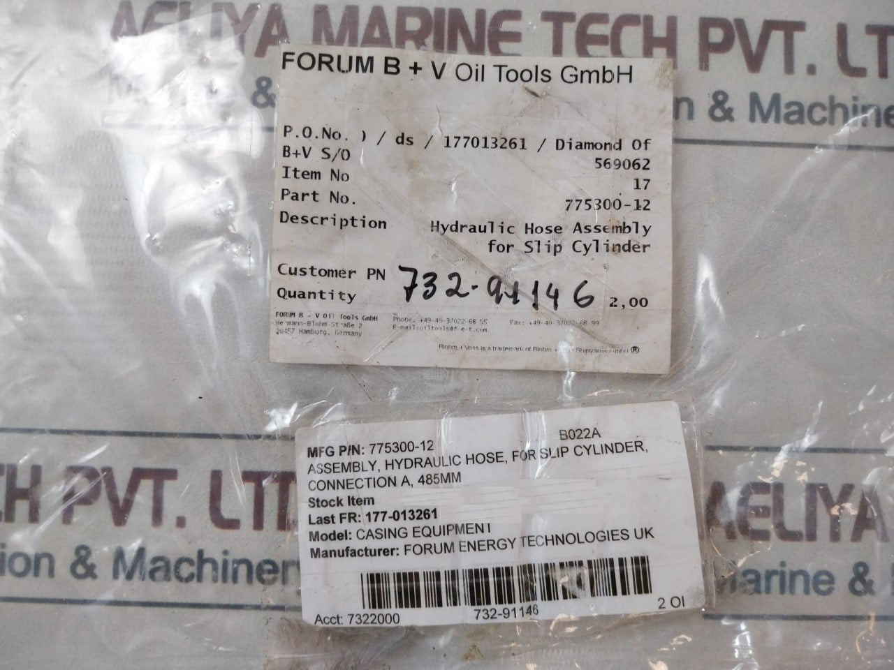 Hansa Flex 775300-12 Hydraulic Hose Assembly For Slip Cylinder 732-91146