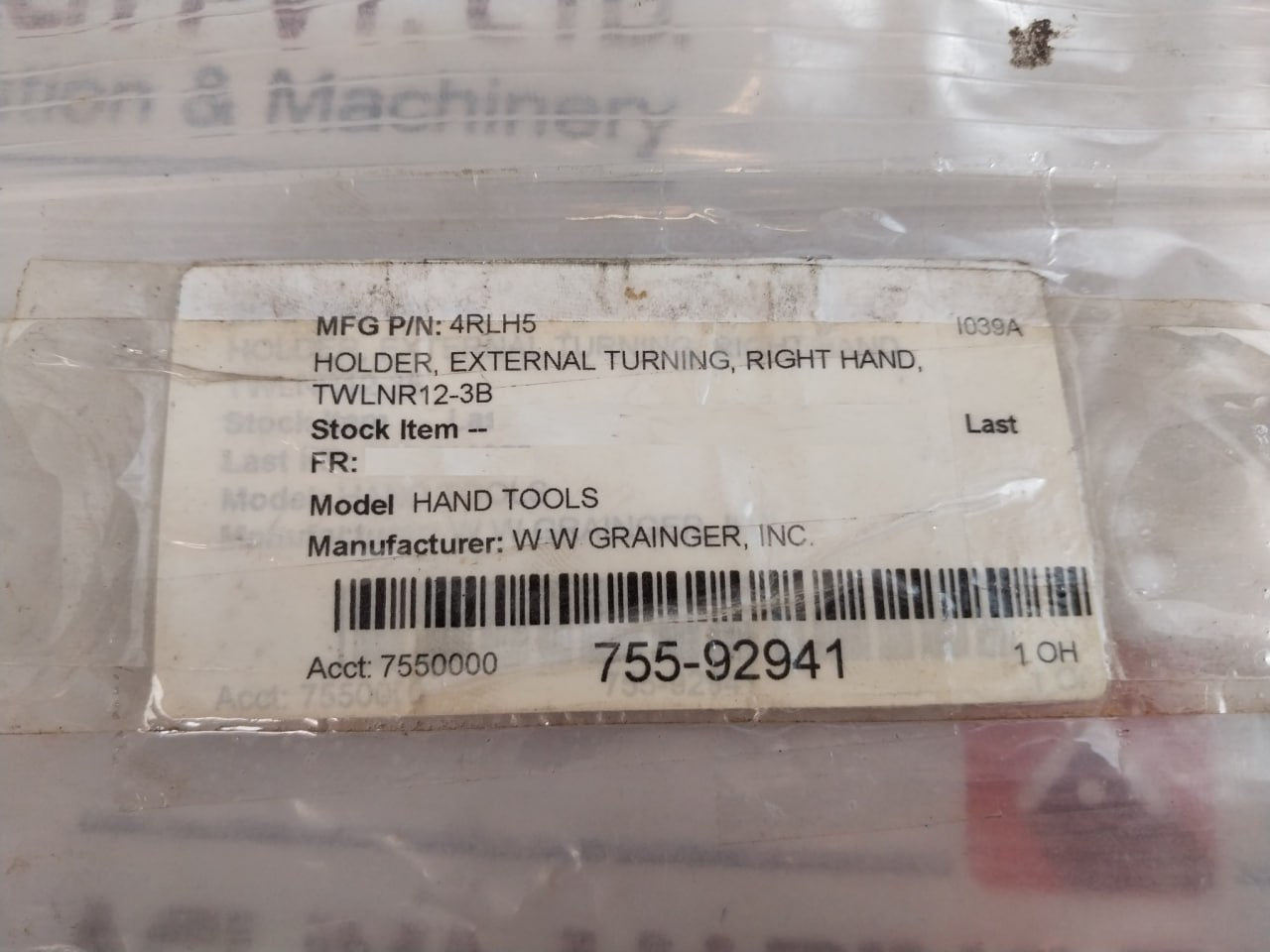 Ingersoll Twlnr 12-3B Right Hand External Turning Holder 4Rlh5