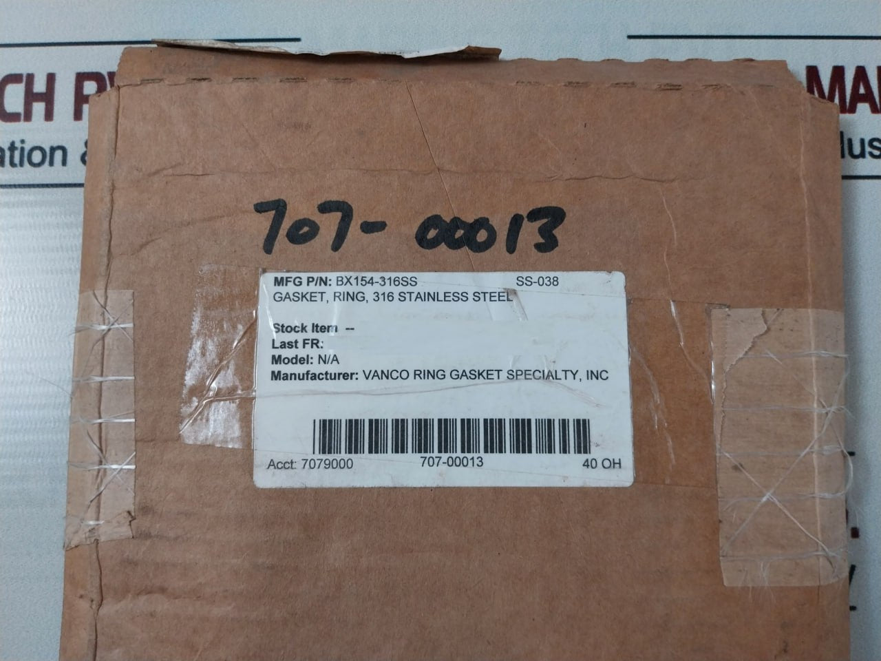 Vanco Ring Bx154-s316-4 Gasket Ring Bx154-316Ss