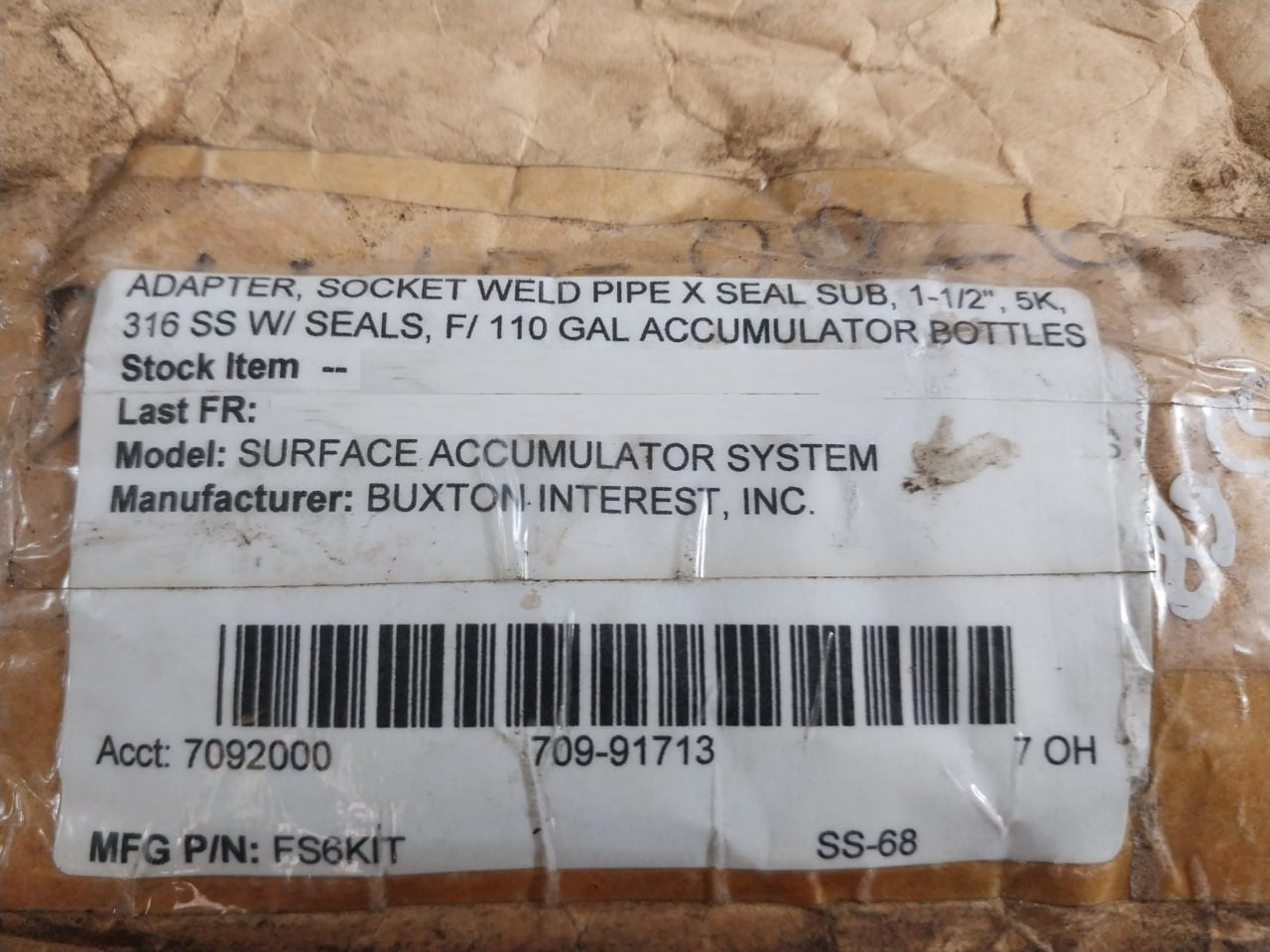 Dtl Technologies Esx66 Weld Pipe Surface Accumulator System Rev F, Fs6kit