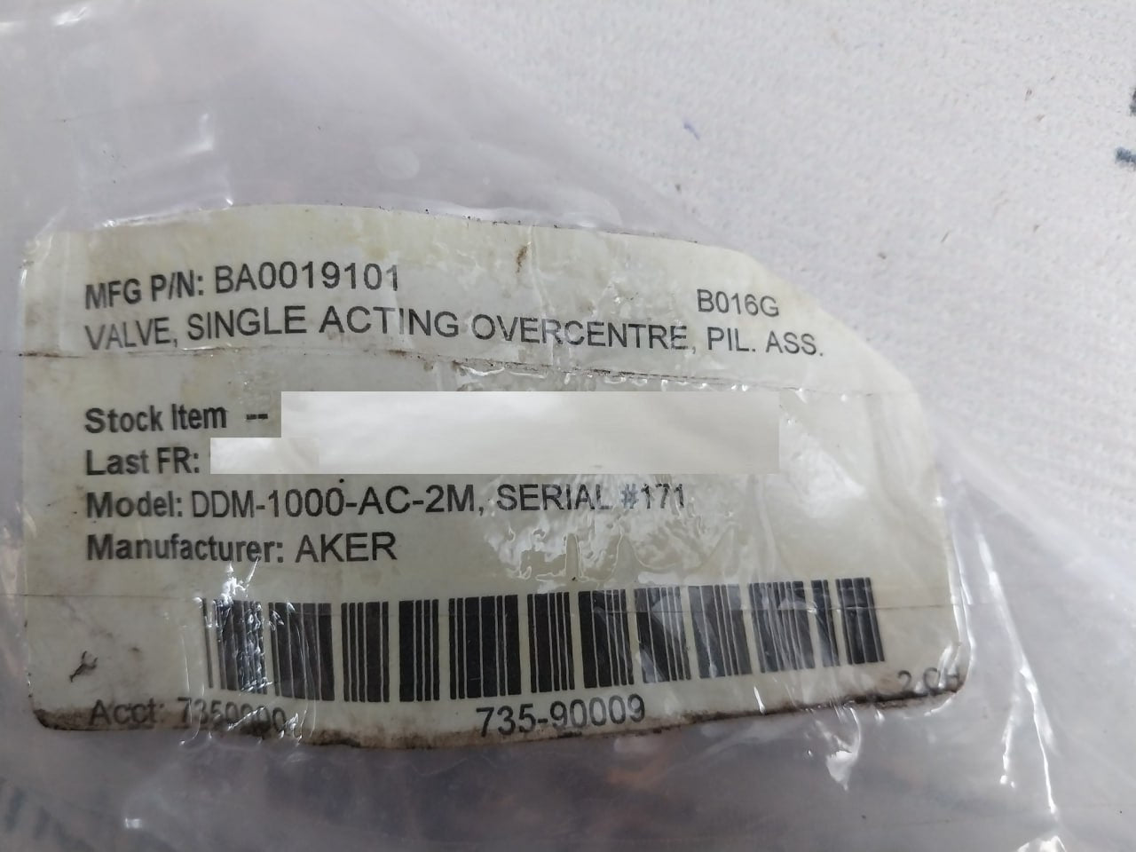 Oil Control Rexroth 05422510033500a Single Acting Overcentre Valve Ba0019101