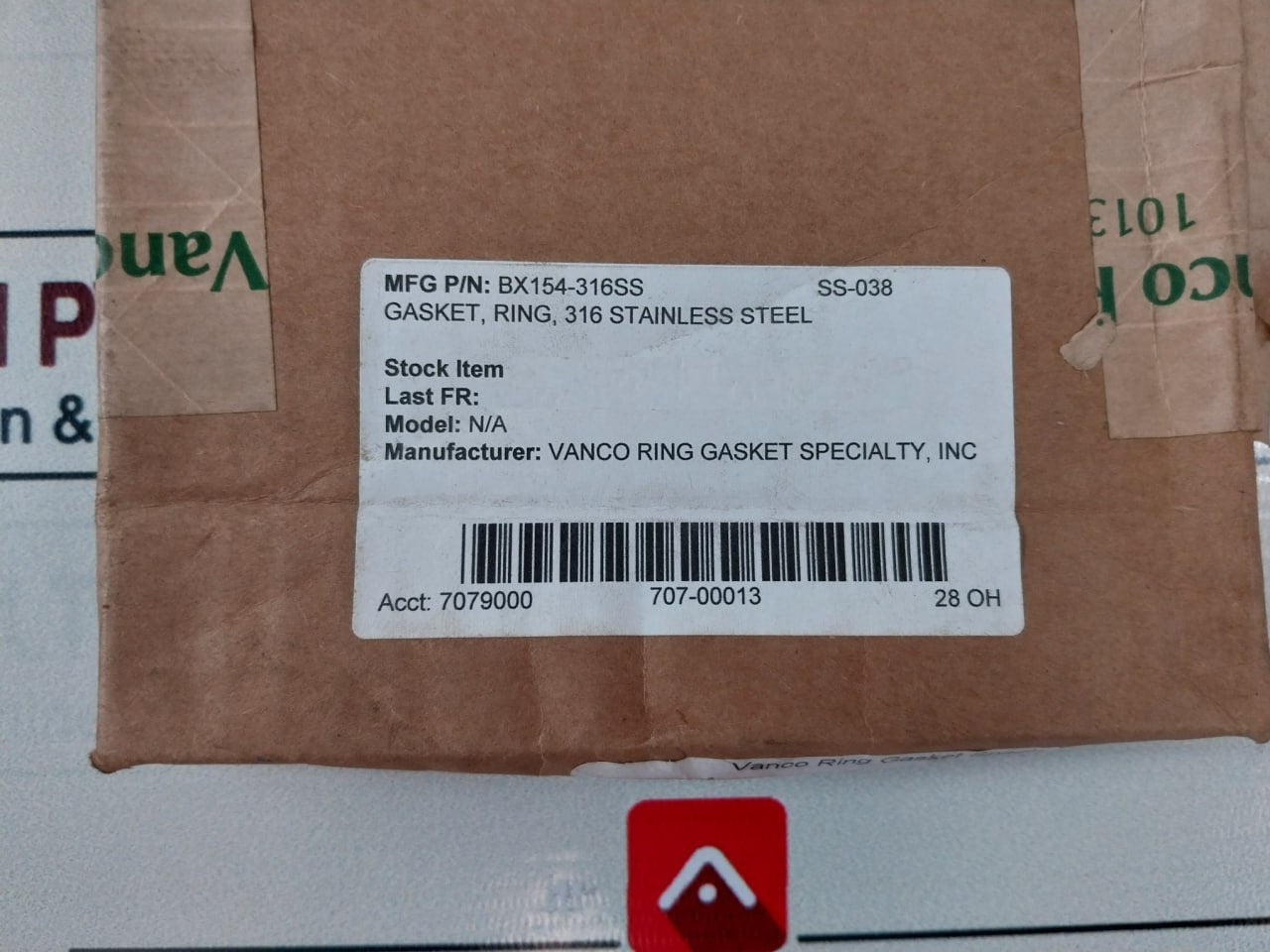 Vanco Bx154-s316-4 Gasket Ring 316 Stainless Steel Bx154-s316