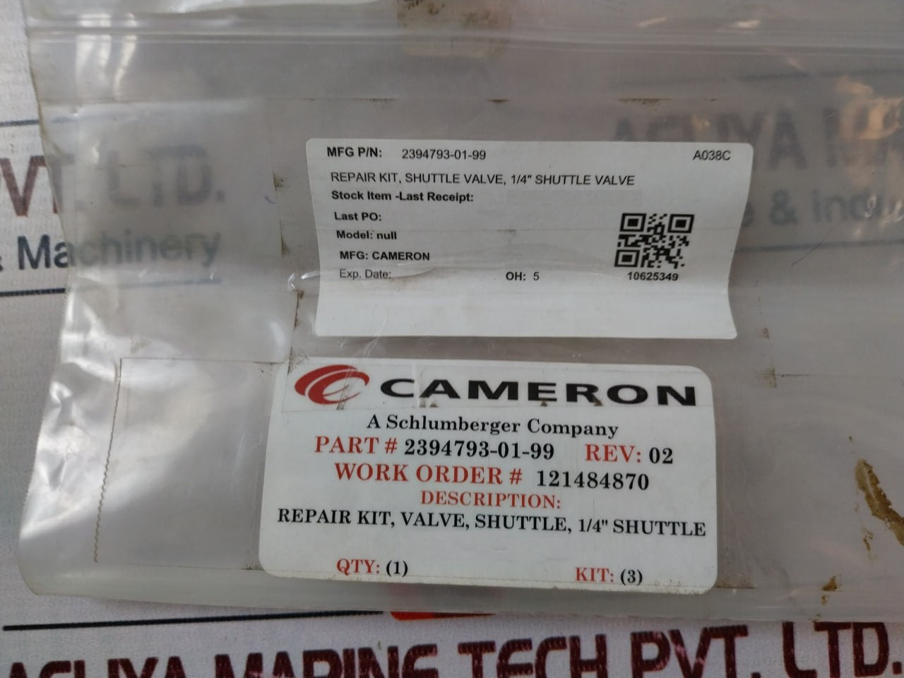 Cameron 2394793-01-99 1/4" Shuttle Valve Repair Kit 2395468-01-09-03