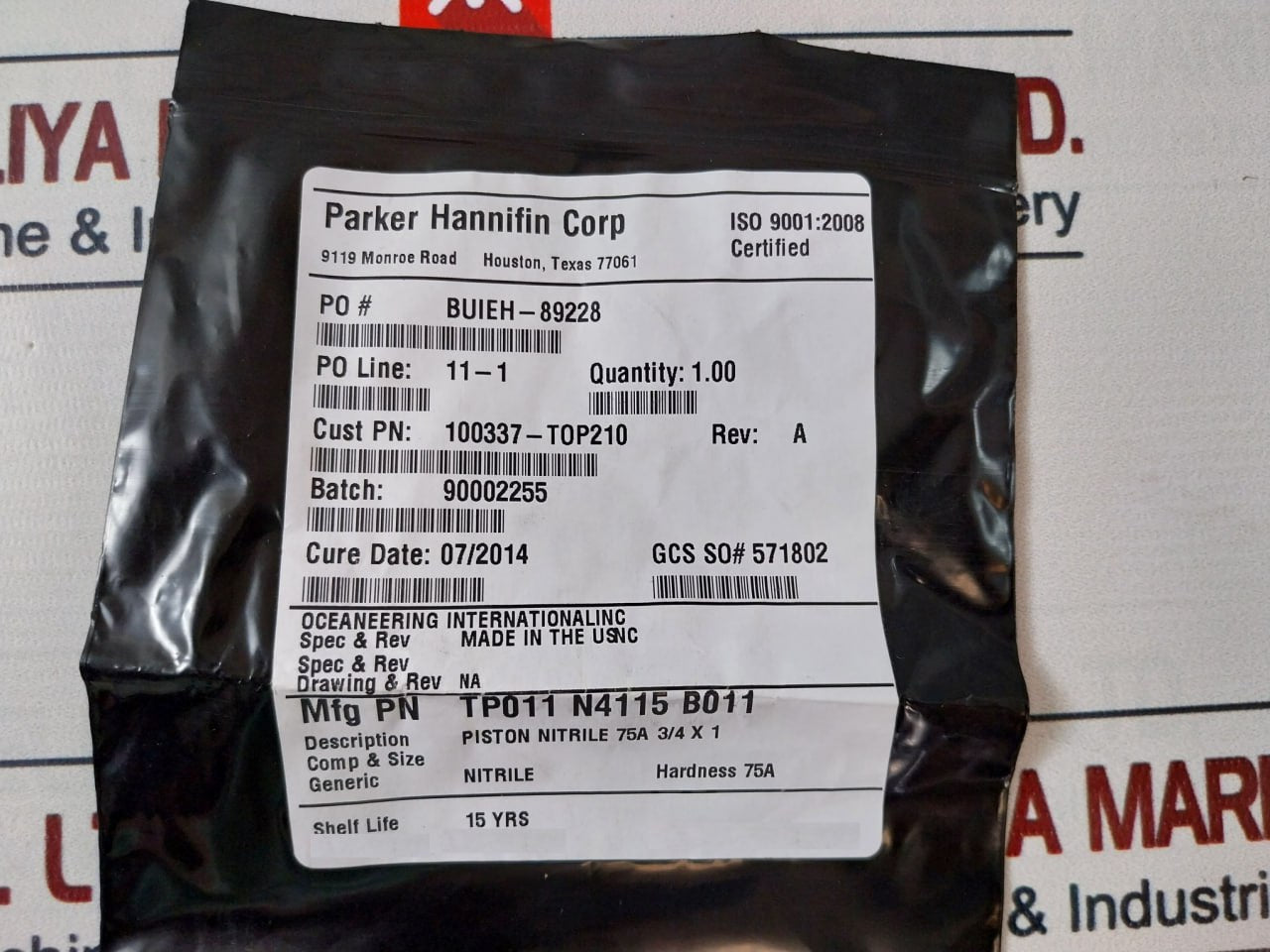 Oceaneering 100755-rk Spm Normally-closed 0.5In 3K Valve Repair Kit