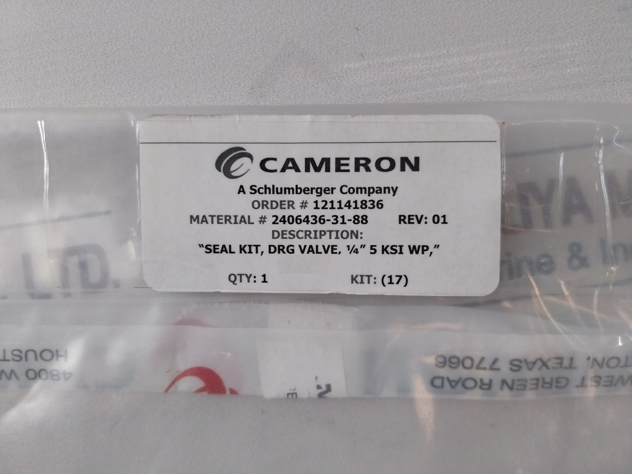 CAMERON 2185018-00-49 Drg Valve Seal Plate & Seal Ring Kit