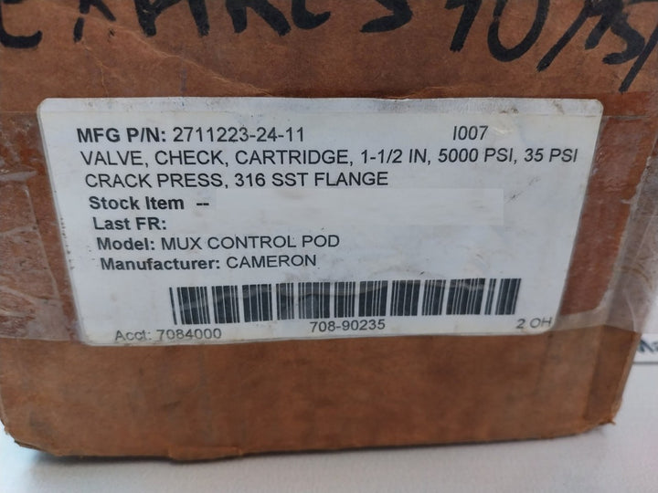 Gilmore 25120-0.2 Check Valve Cartridge Rev 01 4793590 7084 708-90235 8 Oh I007