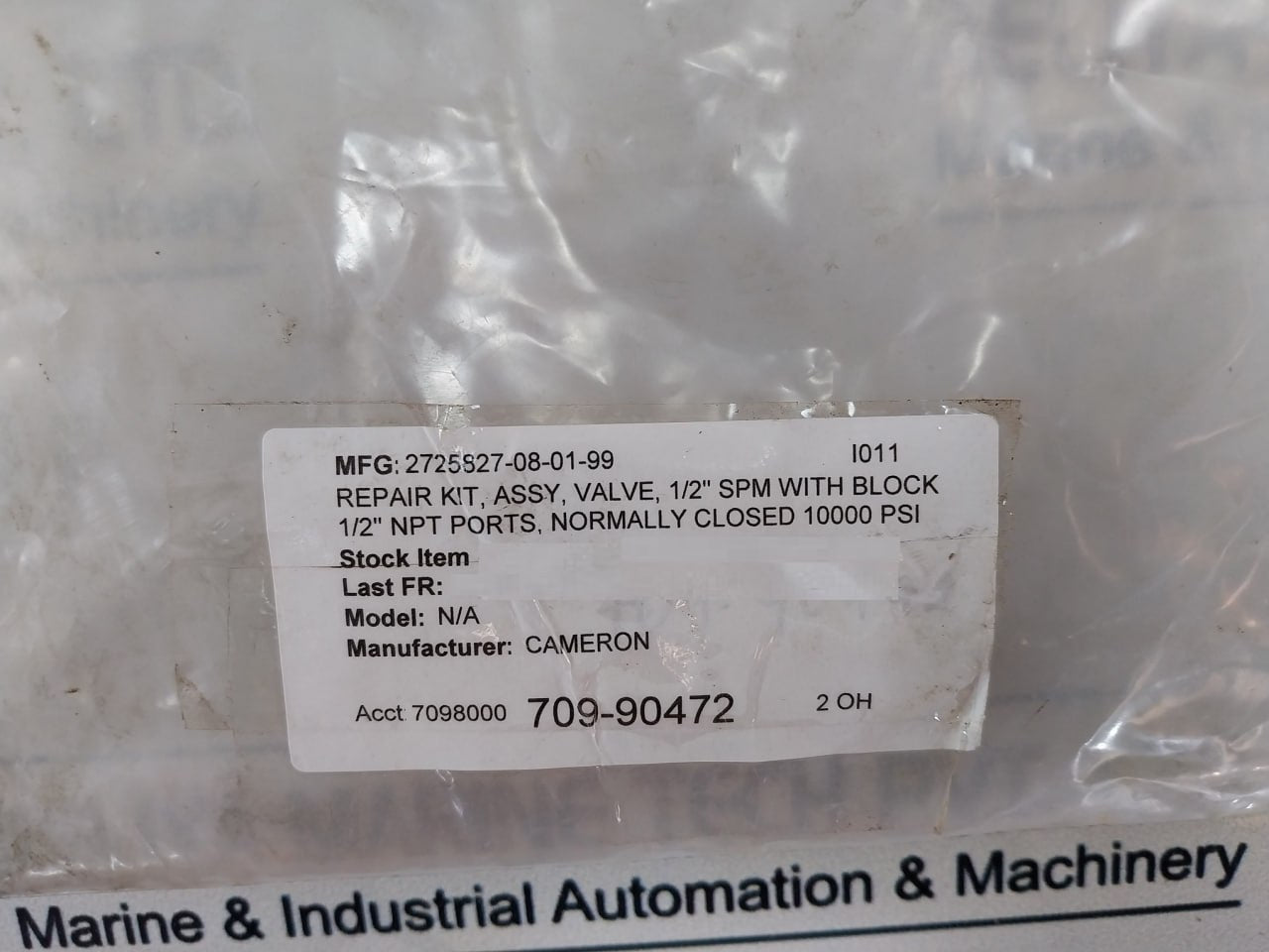 Cameron 2725827-08-01-99 Valve Repair Kit 1/2