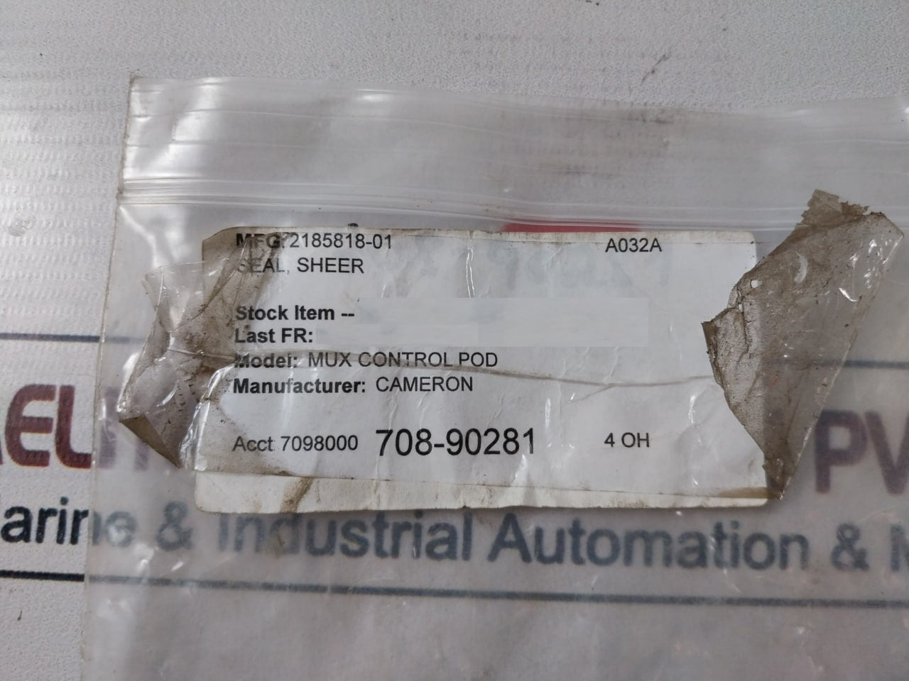 Lot Of 4X Cameron 2378256-01 Mux Control Pod Sheer Seal W1728313/1