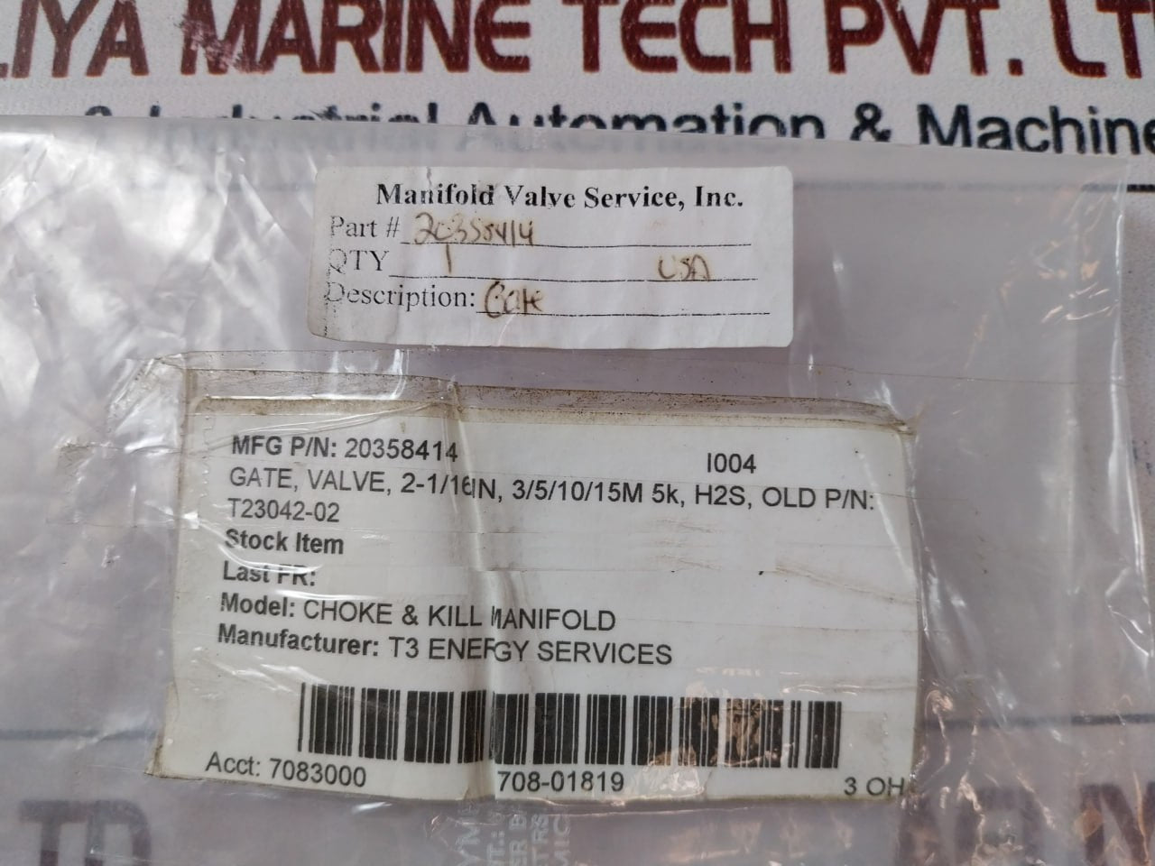T3 Energy 20358414 Gate Valve T23042-0 7083000 708-01819 3 Oh
