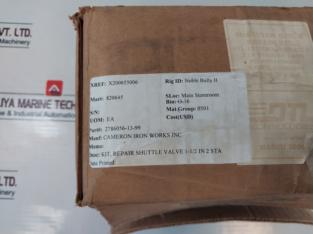 Cameron Dtl Technologies 2786056-13-99 Shuttle Valve Repair Kit