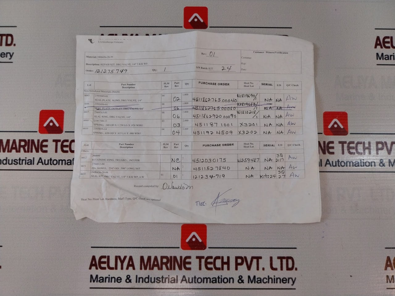 Cameron 2406436-28-99 Drg Valve Repair Kit