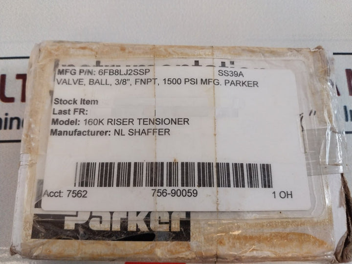 Parker 6F-b8Lj2-ssp B Series Manual Ball Valve 160K Riser Tensioner