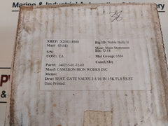 Cameron 140255-01-72-03 Seat Gate Valve 3-1/16 In 15k Fls Ss St 484587