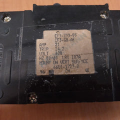 Heinemann Cf3-g8-ae /Cf3-z33-55 Circuit Breaker 600V 21Amp 3-pole (Not Working) - Aeliya Marine Tech