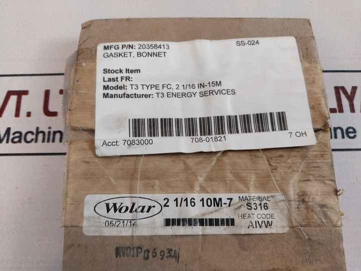 Wolar 20358413 Bonnet Gasket Ring T3 Type Fc, 2 1/16 In-15M