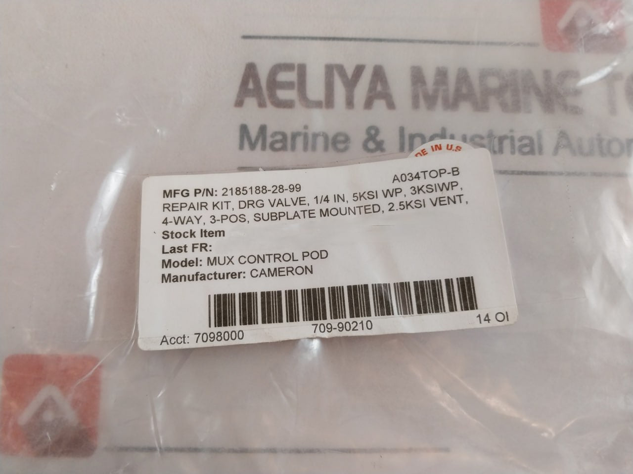 Cameron 2185188-28-99 Drg Valve Repair Kit