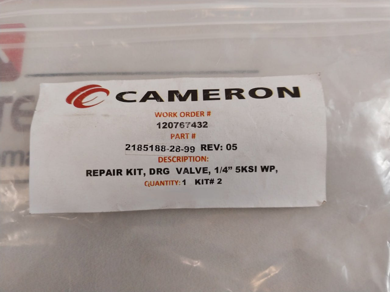 Cameron 2185188-28-99 Drg Valve Repair Kit