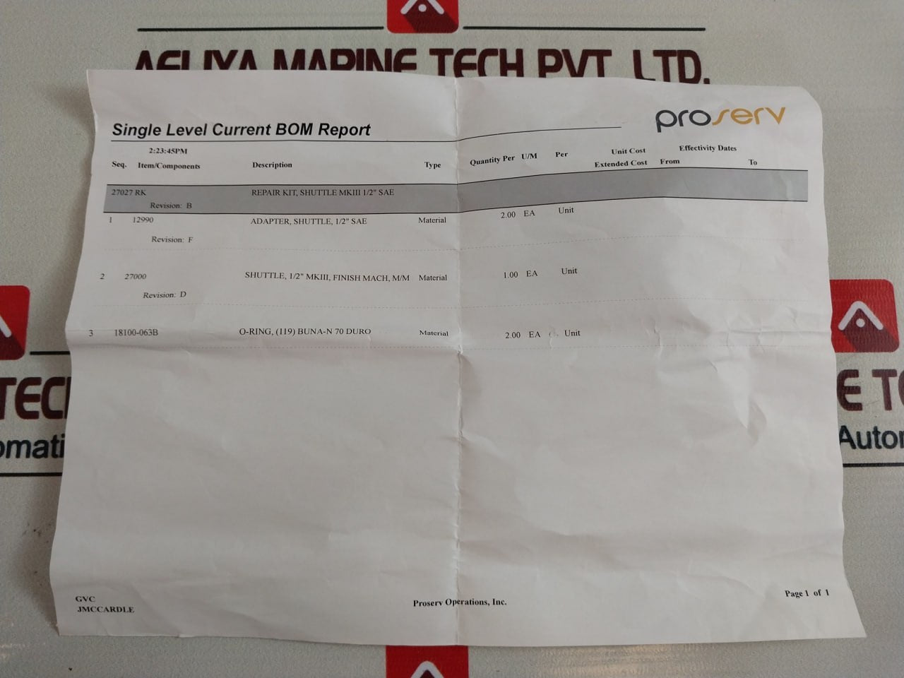 Proserv 27027 RK Repair Kit 2711899-21