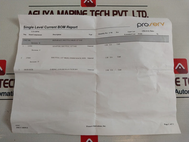 Proserv 27027 RK Repair Kit 2711899-21