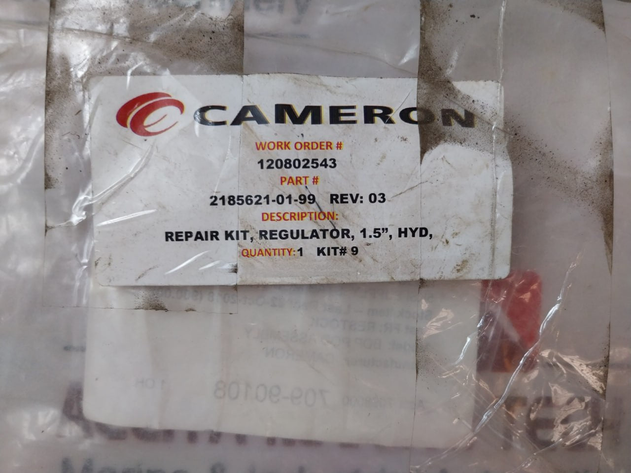 Cameron Parker Hannifin Freudenberg Oil & Gas 2185621-01-99 Hydraulic Regulator Repair Kit