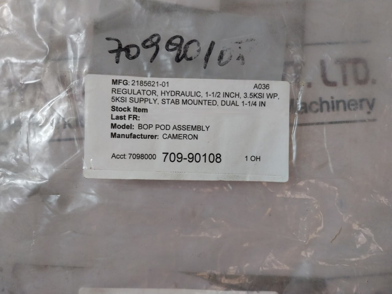 Cameron Parker Hannifin Freudenberg Oil & Gas 2185621-01-99 Hydraulic Regulator Repair Kit