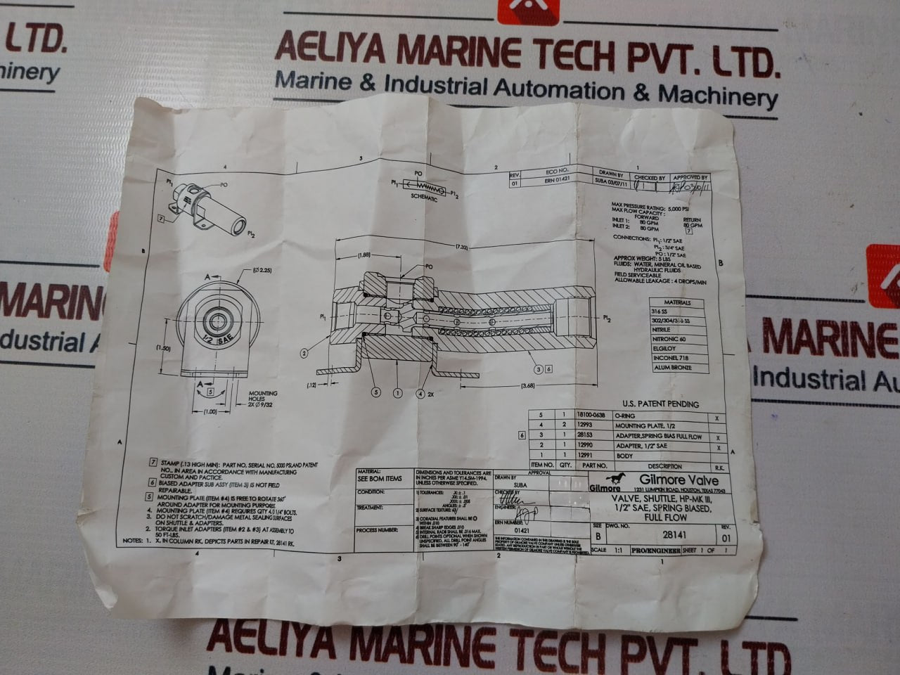 Gilmore 28153 Valve 28141 Rk