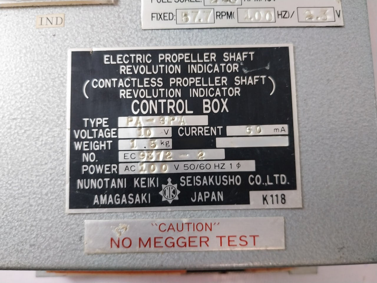 Nunotani Keiki Pa-spa Electric Propeller Shaft Revolution Indicator Ec9372-2