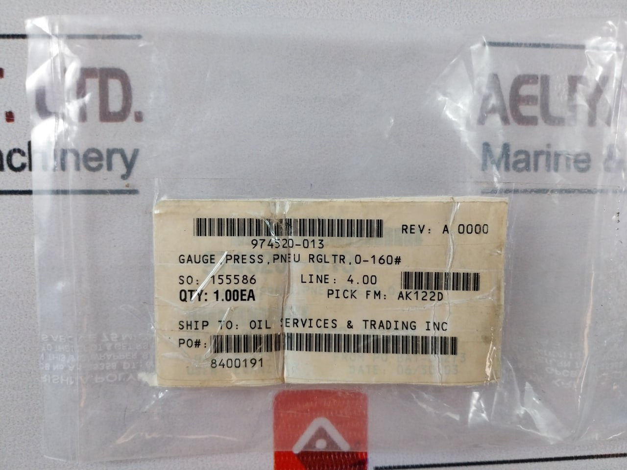 Wilkerson 094 04 Pressure Gauge 0-160 PSI 0-11 Bar