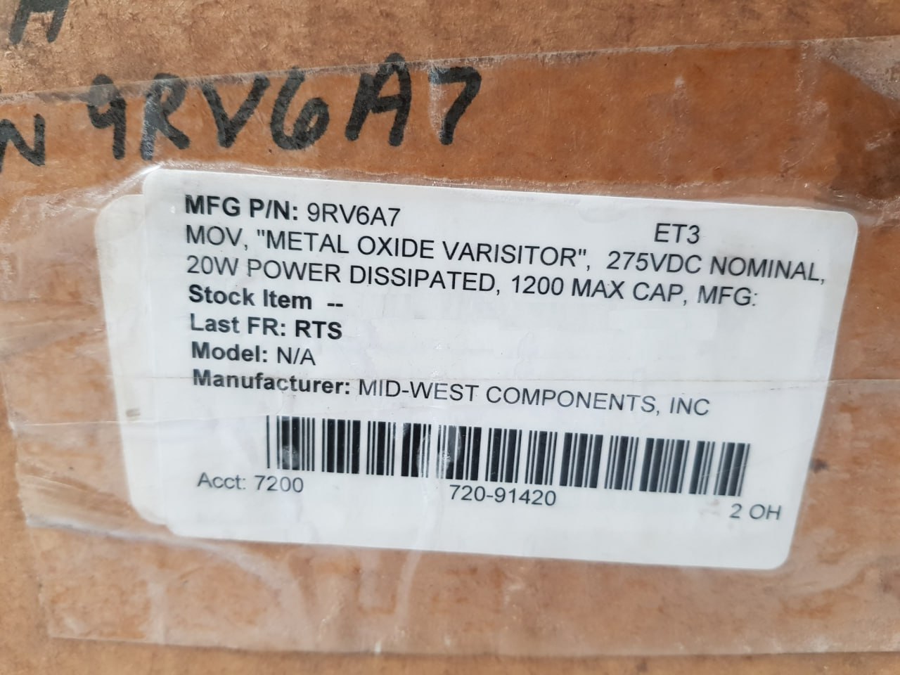 Mid-west Cke 9Rv6A7 Metal Oxide Varistor 275Vdc 20W
