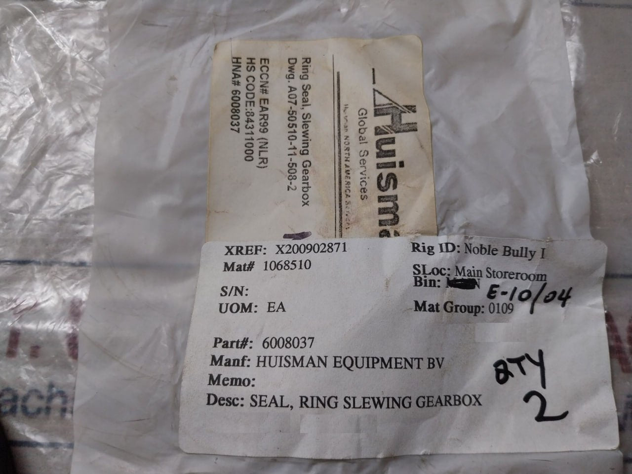 Lot Of 2X Cfw Baum5 Slx7 Oil Seal Ring X200902871 1068510 6008037 Ear99 84311000