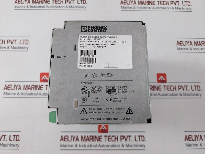 Phoenix Contact Quint-ps-3X400-500Ac/24Dc/20 Power Supply Unit 24Vdc/20A