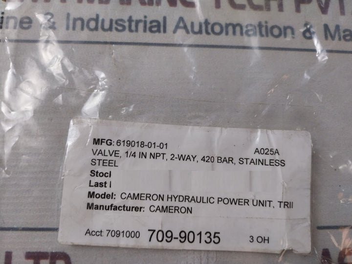 Parker Hals2V4N 1/4 In Npt 2-way Stainless Steel Valve 420Bar