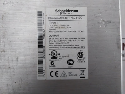 Schneider Electric Abl8Rps24100 Regulated Switch Mode Power Supply 24Vdc~10A