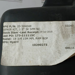 Hydril 20-504048 1.5" 3K Spm Nc Sl Valve Repair Kit 18 3/4 15M Mpl Ram Bop