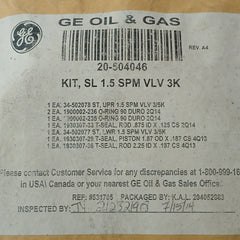 Hydril 20-504048 1.5" 3K Spm Nc Sl Valve Repair Kit 18 3/4 15M Mpl Ram Bop