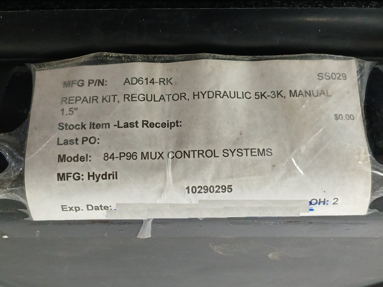 Hydril Ad614-rk Hydraulic Regulator Manual Repair Kit 1.5" 5K–3K 10290295 Rev N
