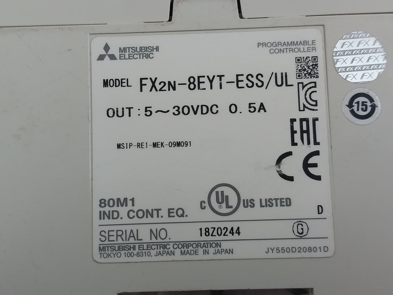 Mitsubishi Electric Fx2N-8Eyt-ess/Ul Programmable Controller Module 5-30Vdc 0.5A