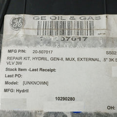 Hydril 20-507017 Repair Kit For Gen-ii Mux External 0.5" 3K Spm Valve 34-506995