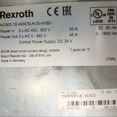 Rexroth Hcs03.1E-w0070-a-05-nnbv Single-axis Converter Ac 400-500V 50A 50-60 Hz