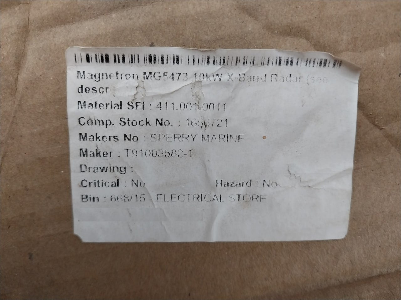 Eev Mg5473 Magnetron 10Kw X-band Radar Rev.A T91003582