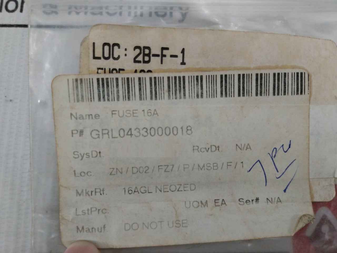 Lot Of 7x Izlake 16a Gl Fuse 250v Grl0433000018