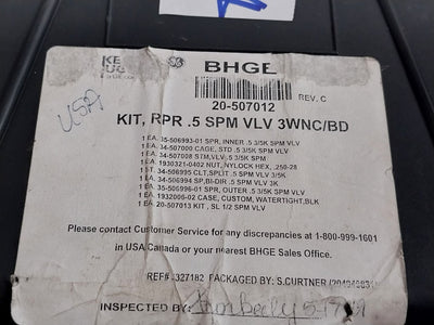 General Electric 20-507012 Repair Kit For 1/2" Spm Bi-directional Valve Rev C