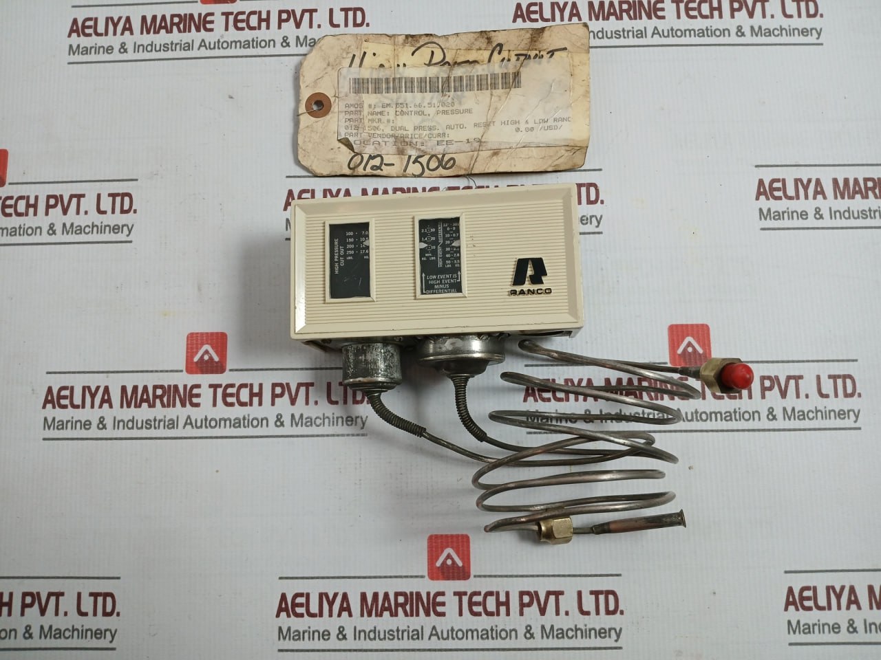 Ranco 012-1506 Auto. Reset Dual Pressure Control 120-240Vac 12